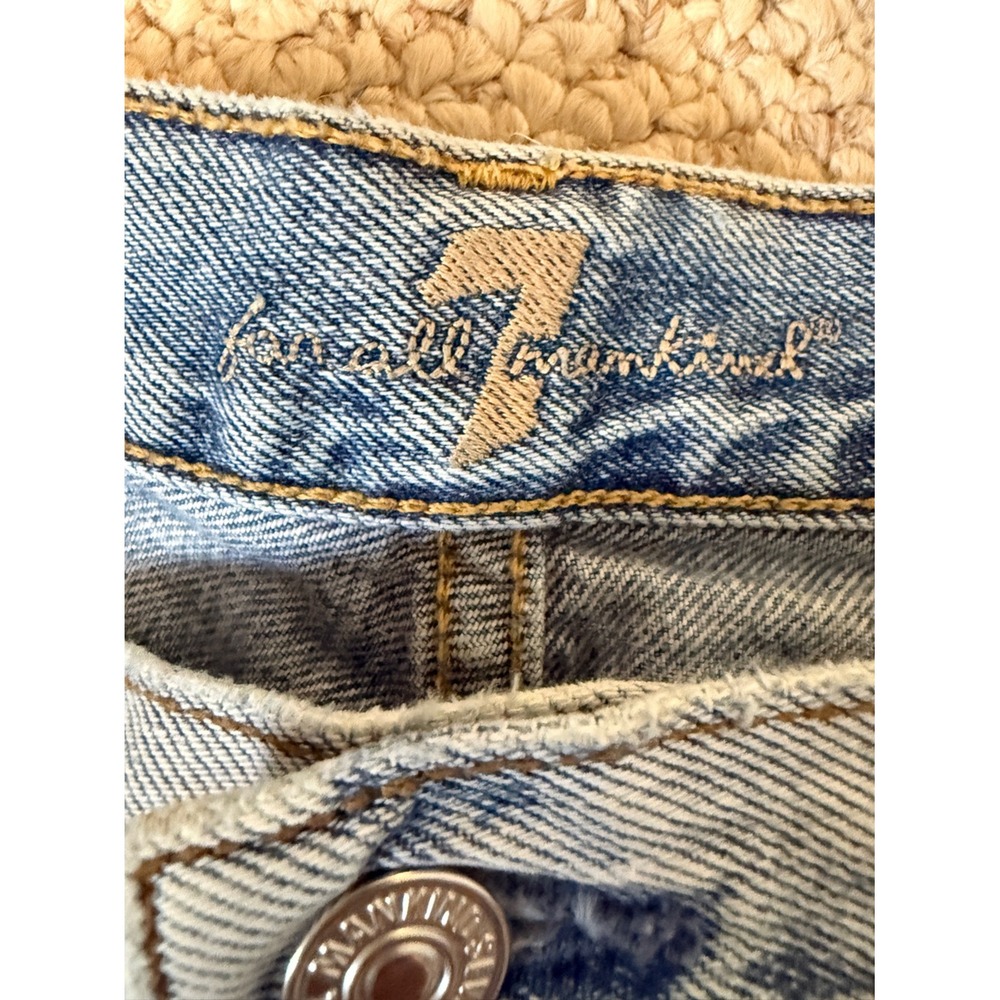 7 For All Mankind Destroy & Daisies Frayed Cutoff Denim Shorts Sz 28 Boho Y2K - Picture 6 of 11